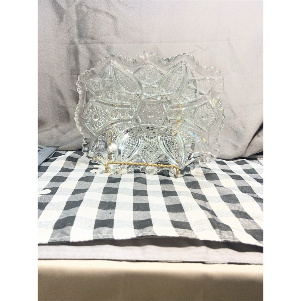 VTG Glass Serving Bowl Clear Daisy & Fine cut by Indiana 10 x 3 Rectangle (2571) - Picture 5 of 8